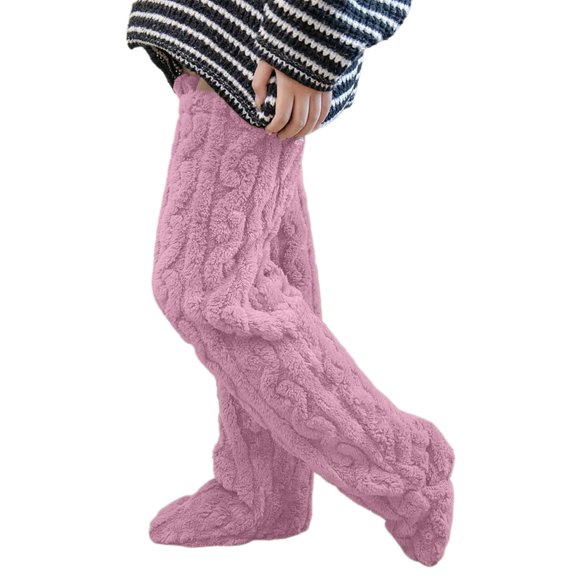 HNMKIU Winter Warm Socking Leg Cover Home Knee Socks Thick Pants Leg Warmers Fashion Soft Stretch Socking Cozy Socks for Winter Indoor Wear 02_Pink,One Size