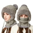 thumbnail image 1 of HNMKIU Winter Knitted Scarf and Hat Set for Outdoor Cold Weather Thermal Face Grey,One Size, 1 of 5