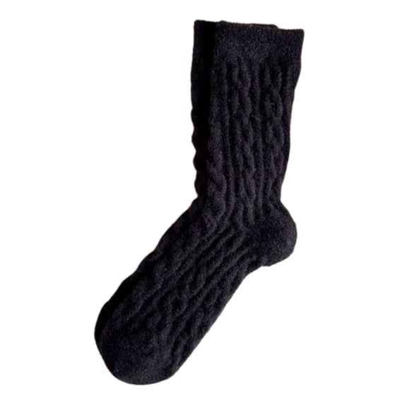 HNMKIU Winter Wool Socks for Women Cozy Thick Knit Casual Crew Style Thermal Comfort Black,One Size