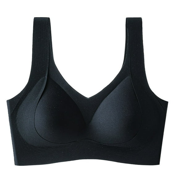 HNMKIU Wireless Bras Fixed Cup Thin Seamless Design Lift Effect Comfortable Support for Everyday and T-Shirt Wear Plus Size Bras for Women Black,M
