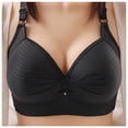 thumbnail image 1 of HNMKIU Wireless Bras for Women Plus Size Thin Strap Lightly Padded Comfort Three Closure Support Bras for Women Black,50, 1 of 4