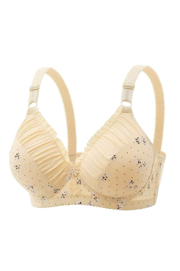 Wireless Bras for Women Printed Adjustable Seamless Design Thin Comfortable for Yoga Sleep and Gather Side Support Bras for Women Yellow,38