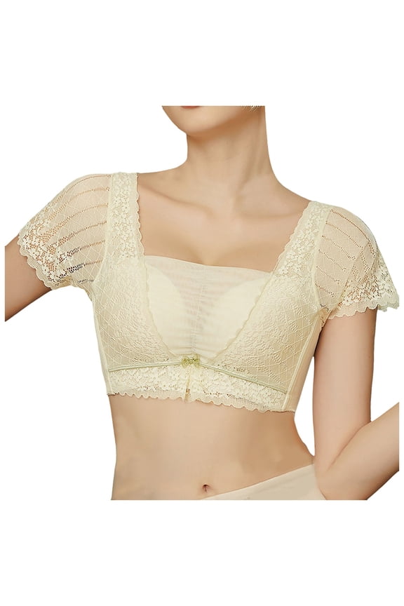 Wireless Bras for Women Thin Strap Sleeve Lace Padded Bandeau Camisole Sports Bras for Women Beige,40