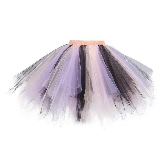 HNMKIU Women Christmas Dance Party Patchwork White Mini Skirt Holiday Tutu Ballet Gradient Color Skirt for Women Z18-Purple-1,XL