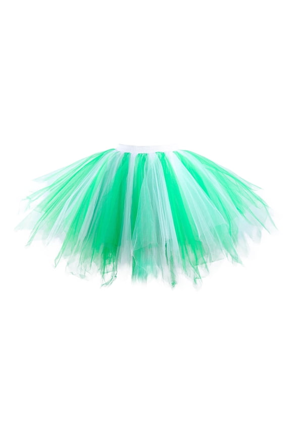 Women Christmas Party Patchwork Tutu Ballet Skirt Festive Holiday Dance Elegant Flared Design Mint Green,XL
