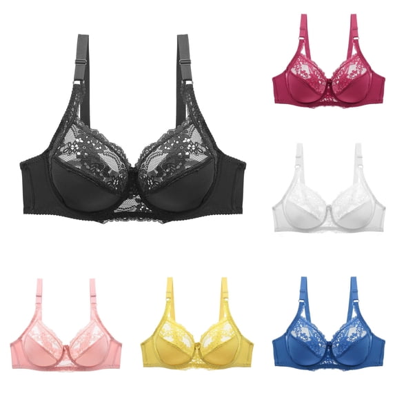 HNMKIU Women Double Lace Plus Size Bra