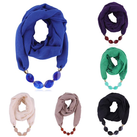 HNMKIU Women Ethnic Style Necklace Pendant Scarf Soft Fashionable Wrap Accessory for Casual Daily Wear ,Blue