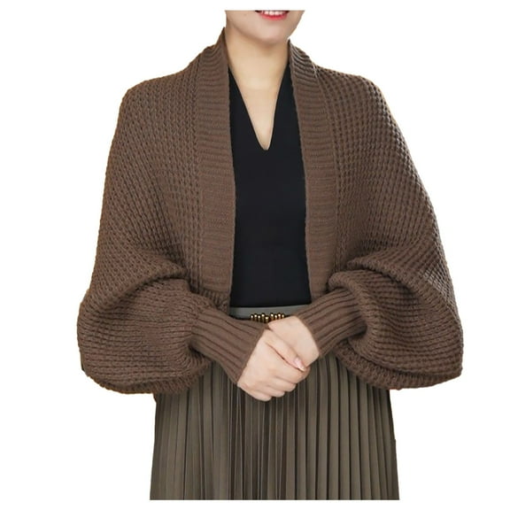 HNMKIU Women Fashion Knitted Shawl Long Sleeve Cardigan Wearable Scarf Wrap For Elegant Outdoors Brown,One Size