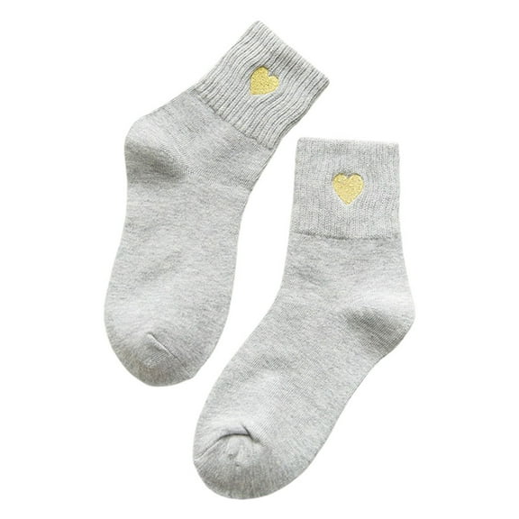 HNMKIU Women Fashion Solid Gold Short Socks Embroidered Socks Mid Calf Socks Ankle Socks for Fashionable Outfits 03_Grey,One Size