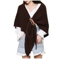 thumbnail image 1 of HNMKIU Women Fashion Solid Hollow Out Buckle Big Triangle Cape Cloak Warm Decorative Scarf Split Style Brown,One Size, 1 of 5