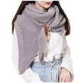 thumbnail image 1 of HNMKIU Women Fashion Solid Hollow Out Buckle Big Triangle Cape Cloak Warm Decorative Scarf Split Style Grey,One Size, 1 of 8