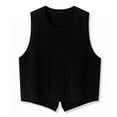 thumbnail image 1 of HNMKIU Women Fashion Solid Vest Casual Loose Short Split Knit Sweater Vest Women 1-Black,L, 1 of 2