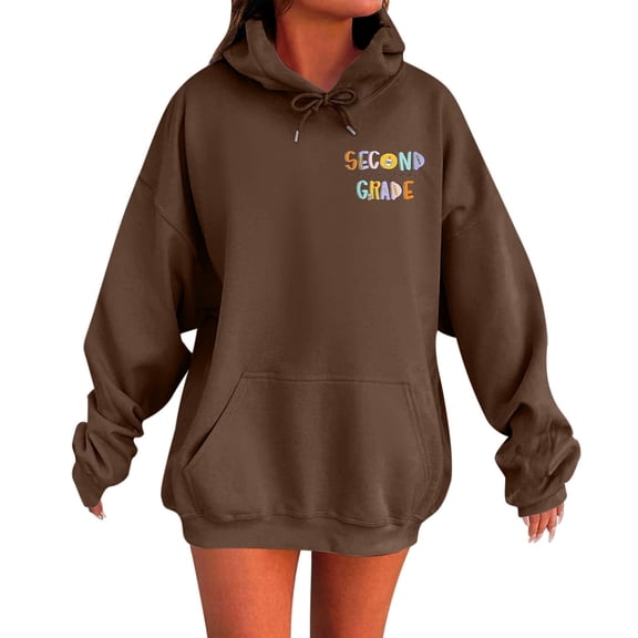 HNMKIU Women Hoodies Casual Printed Pullover Hoodie for Winter Season for School and Everyday Wear Comfortable Design 04_Brown,L