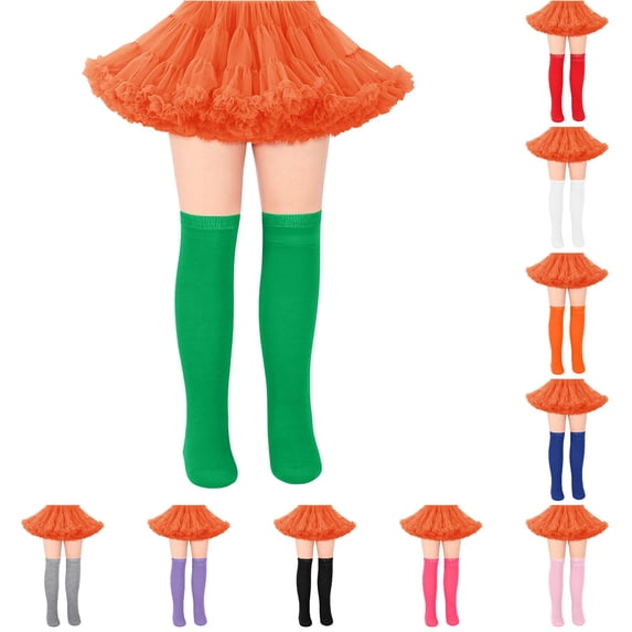 HNMKIU Women Knee High Socks Striped Stockings Soft Stretchable Over Calf For Comfort Daily Casual Style Green,7-12