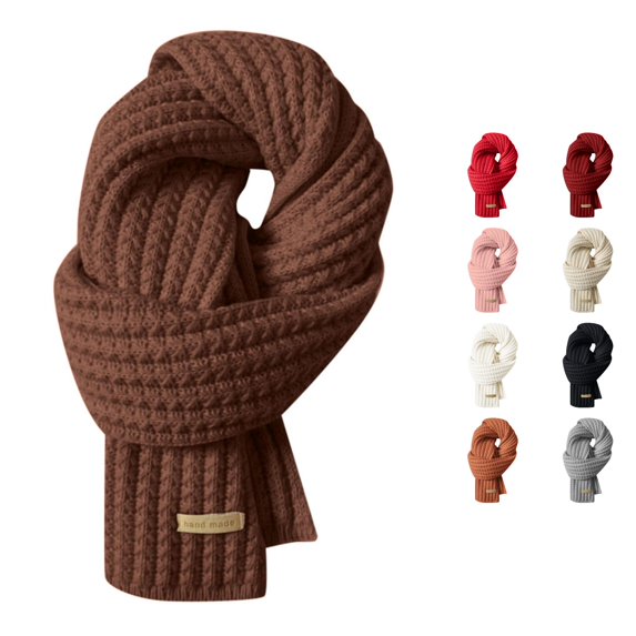 HNMKIU Women Knitted Shawl Cozy Winter Scarf With Thick Wool For Couples ,Coffee