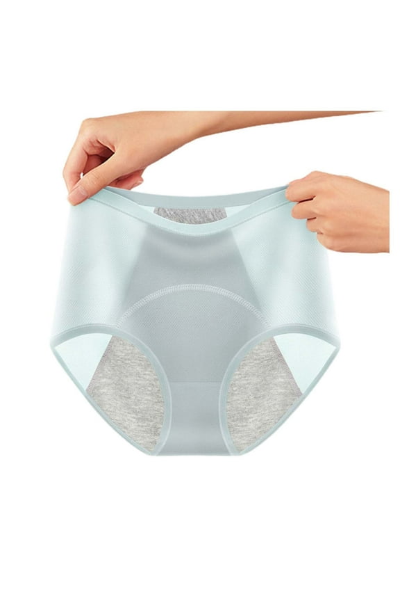 Women Panties High Waist Leakproof Breathable Menstrual Triangle Briefs Comfortable for All Day Wear Underwear for Women Light Blue,L