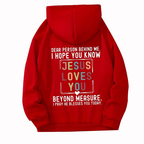 HNMKIU Women Print Hooded Sweatshirt Button Split Hem Long Sleeve Hoodie Top Hoodies for Women Red,L