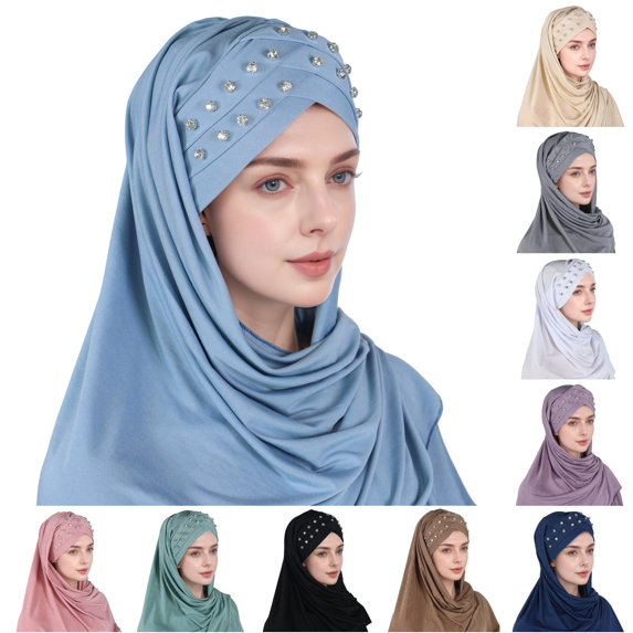 HNMKIU Women Ruffle Chemo Turban Wrap Cap Scarf Hat Shawl Headwear ,Sky Blue
