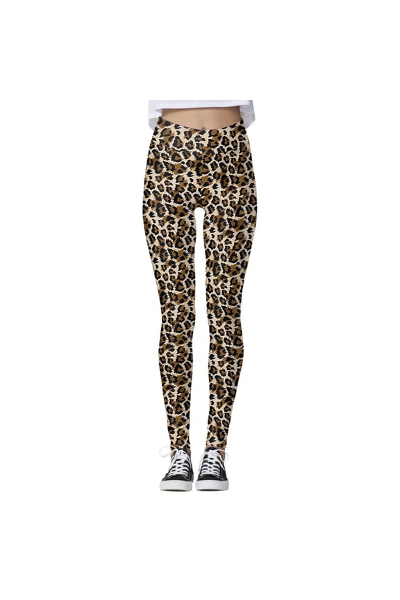 Women'S Leggings for Yoga and Casual Wear with Leopard Print Design High Waisted Tight Lifting Stretchy Pants Z01_Gold,S