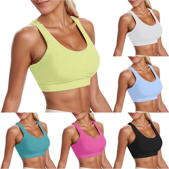 HNMKIU Women Seamless Sports Bra High Full Coverage Workout Top Non Wire Wide Strap