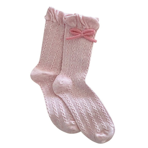 HNMKIU Women Socks Bow Crew Socks for Elegant Style Breathable Soft Girls Socks for Everyday Wear and,Sizes One Size