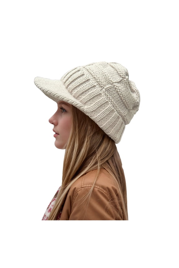 Women Solid Winter Outdoor Hat Peaked Cap Cover Knitted Hat for Hats Beige,One Size