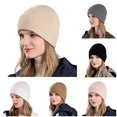 thumbnail image 1 of HNMKIU Women Thick Winter Knitted Sock Hats Big Head Warm Cozy Thermal Caps for Cold Weather Outdoor Daily Wear Stretchy Soft Lined Unisex Style Beige - One Size, 1 of 4