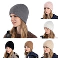 thumbnail image 1 of HNMKIU Women Thick Winter Knitted Sock Hats Big Head Warm Cozy Thermal Caps for Cold Weather Outdoor Daily Wear Stretchy Soft Lined Unisex Style Grey - One Size, 1 of 4