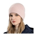 thumbnail image 1 of HNMKIU Women Thick winter hats for women Warm Sock Hats Knitted Hats for Big Head Solid Color Casual for Autumn and Winter Pink,One Size, 1 of 4