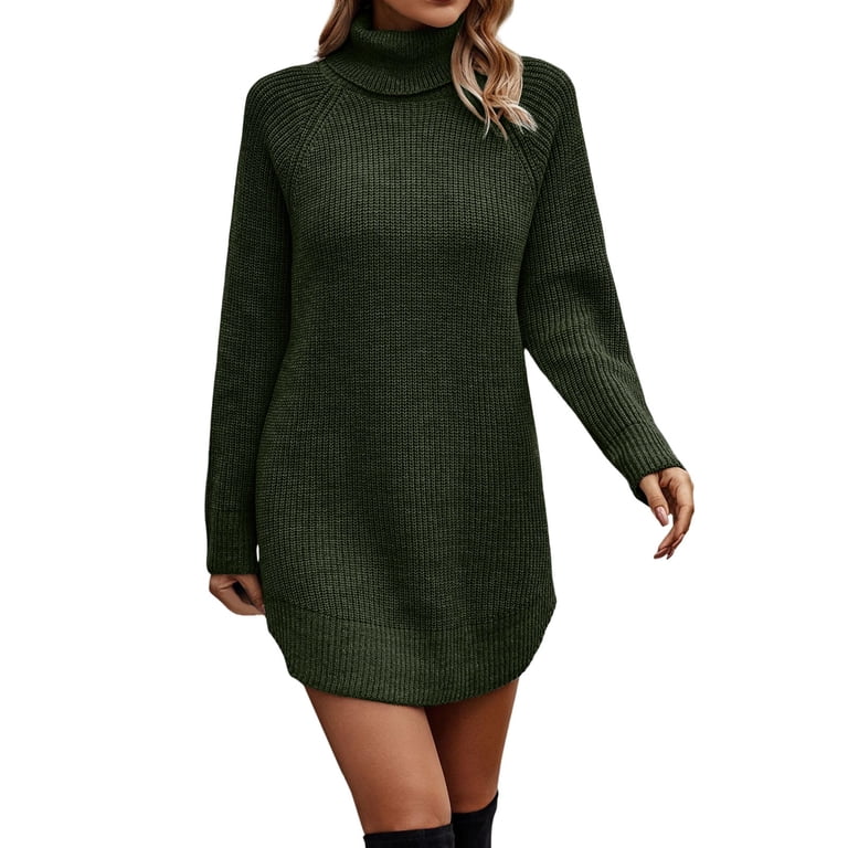 slim fit dress slacks PrettyGuide Women Slim Fit Ribbed Turtleneck Long Sleeve Maxi Knit Sw main image 0