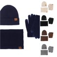 thumbnail image 1 of HNMKIU Women Winter Hat Scarf Set 3 Piece Neck Warmer Knit With Matching Touchscreen Mittens For Cold Weather Outdoor Activity Navy - One Size, 1 of 4