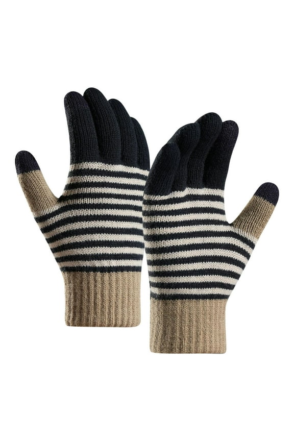 Women Winter Screen Gloves Thermal Knit Mittens with Elastic Touchscreen Texting Compatible Cold Weather Handwear Navy,One Size