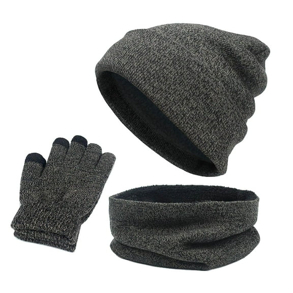 HNMKIU Women and Men Winter Warm Wool Hat Scarf Gloves Slouchy Knit Cap Screen Mittens Snow Set for Cold Weather,Size One Size