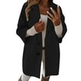 thumbnail image 1 of HNMKIU Women's 3/4 Sleeve Notched Lapel Double Coat Winter Blend Overcoat Long Coat Women with Pockets for Fashion Outerwear Black,L, 1 of 4