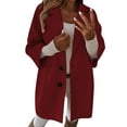 thumbnail image 1 of HNMKIU Women's 3/4 Sleeve Notched Lapel Double Coat Winter Blend Overcoat Long Coat Women with Pockets for Fashion Outerwear ,L, 1 of 4