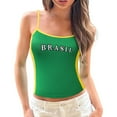 thumbnail image 1 of HNMKIU Women's 90s Streetwear Graphic Letter Print Brazil Crop Top T Shirt Womens Tank Tops Green,L, 1 of 8