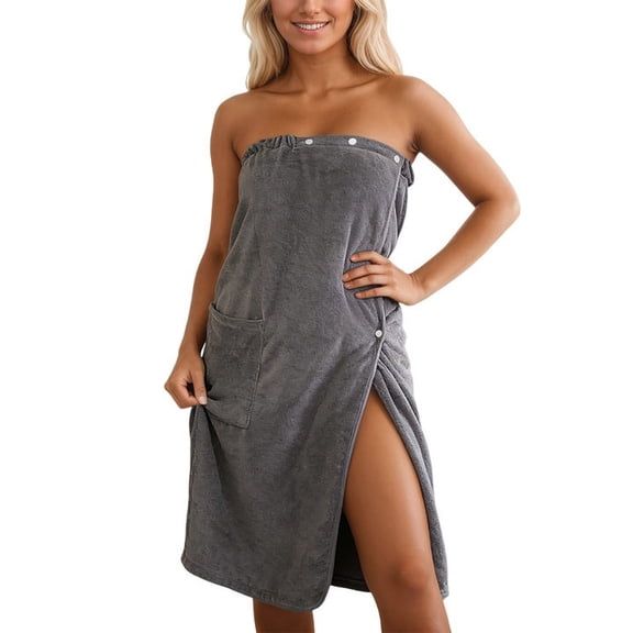 HNMKIU Women's Adjustable Wrap Beach Pool Robe Towel with Pockets Cover Up for Swim Ladies Pajamas for Spa and Swim 02_Grey,One Size