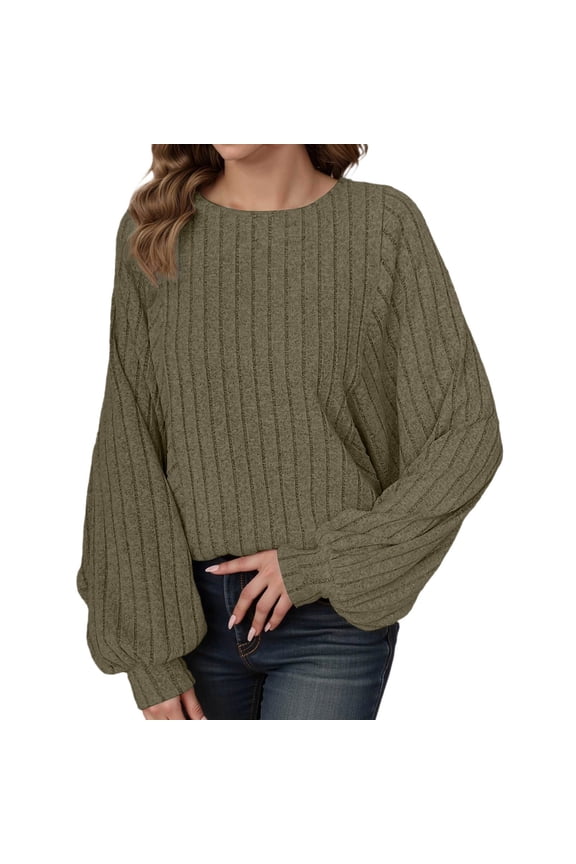 Women's Aran Pullover Sweaters for Women Casual Winter Knit Top Soft Comfortable Loose Fit Round Neck Streetwear for Women Green,S