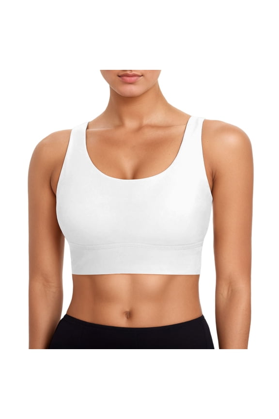 Women's Athletic Swim Bra Top Racerback Padded Bikini Crop for Water Sports and Summer Wear White,XL