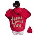 thumbnail image 1 of HNMKIU Women's Autumn Winter Theme Hooded Long Sleeve Pullover Womens Sweatshirts 01_Red,S, 1 of 5