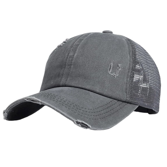 HNMKIU Women's Baseball Cap with Ponytail Hole High Bun Hat Mesh Visor for Grey,One Size