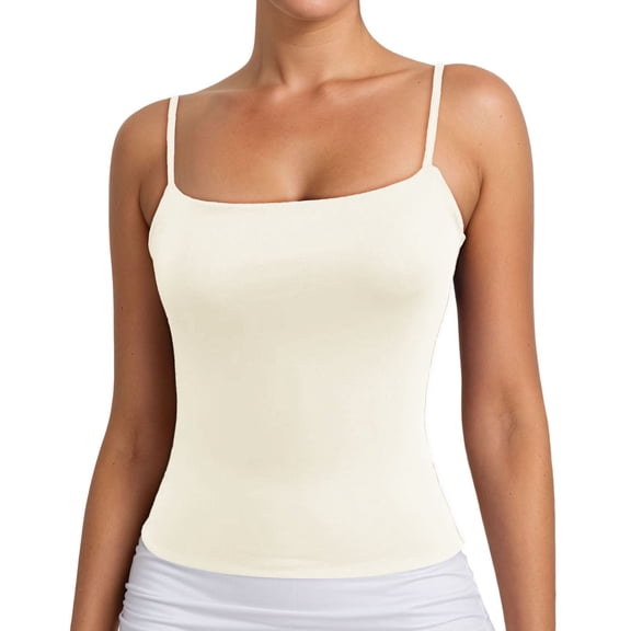 HNMKIU Women's Basic Tank Tops Sleeveless Casual Camisole Pure Color Strappy Layering Piece for Everyday Wear Outfits,Sizes S