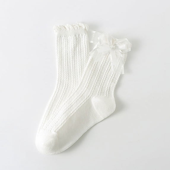 HNMKIU Women's Bow Crew Socks Soft Breathable Casual Dress Socks for Girls and Ladies WH1,One Size