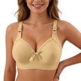 thumbnail image 1 of HNMKIU Women's Bras Full Coverage Underwire Bra with Wide Support Band Three Back Closure Solid Comfortable Plus Size Comfortable Bras for Women Beige,36, 1 of 5