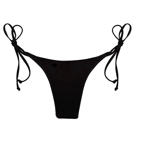 MIASHUI Women's Brazilian Side Thong Bikini Swimwear Set with Tankini Top and Tied Bottom Bathing Suit Black,L