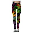 thumbnail image 1 of HNMKIU Women's Carnival Print Leggings Casual Wear Festive Pattern Yoga Pants Workout Leggings for Women 4-Orange，XXL, 1 of 4