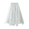 thumbnail image 1 of HNMKIU Women's Casual High Waist Mid-Length Mesh Skirt with Beaded Petal Fall Skirts for Women and Heavy Industry Design for Stylish Daily Wear Z1107c-White,One Size, 1 of 5
