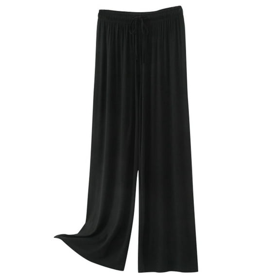 HNMKIU Women's Casual Pants Comfortable Straight Leg Trousers with Drawstring for Relaxed Home and Leisure Wear Cozy Pajama Pants Women Black,XXL