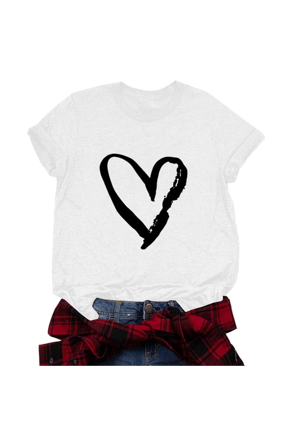 Women's Casual Printed Short Sleeve Round Neck T-Shirt Top for Everyday Comfort and Style White,S