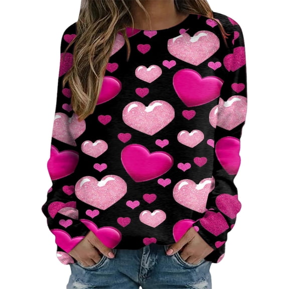 HNMKIU Women's Casual Pullover Sweatshirt Hoodless Print Design Comfortable Long Sleeve Crewneck Top for Everyday Wear T,XL
